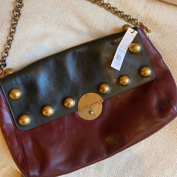 Marc Jacobs Studded Leather Shoulder Bag Like New 12 1/2” X 10” X 3” Stunning - Picture 2 of 5